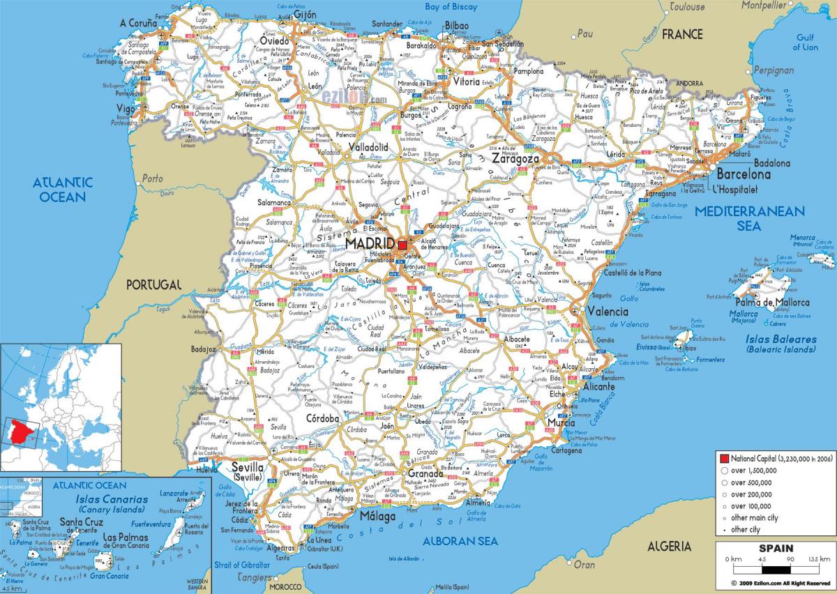 španija mapa Španija mapa puteva   Španiji put mapu (Južnoj Europi   Evropi) španija mapa